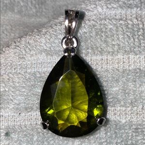 Olive crystal teardrop pendant